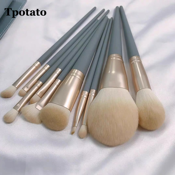 Tpotato Makeup Brushes 10 Pcs Makeup Kit,Foundation Brush Eyeshadow Brush Make Up Brushes Set A Full Set Of Ultra-Soft Portable Storage Bag